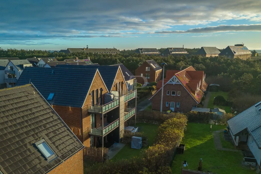 Blick auf Haus + Garten in östlicher Richtung 