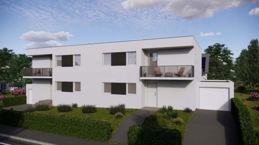 Illustration außen - Haus kaufen in Wadgassen - Hochwertige Neubau-Doppelhaushälfte mit KfW 55 Energieeffizienz, provisionsfrei für den Käufer!