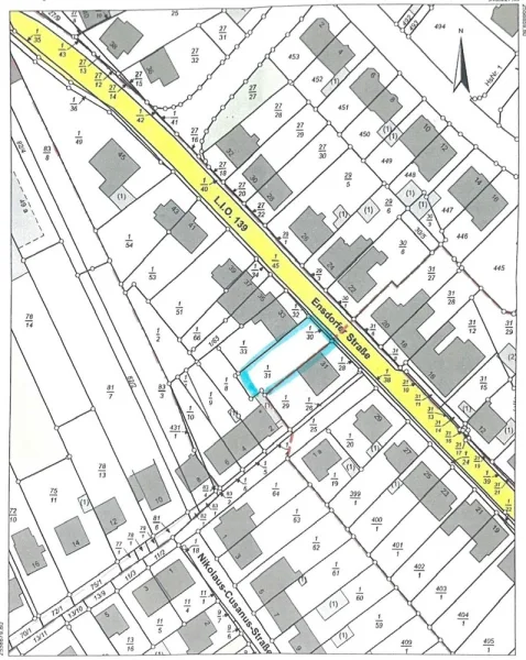 Flurkarte - Grundstück kaufen in Schwalbach - Schwalbach: Tolles Grundstück, 394 m² in zentraler Lage, Nähe Einkaufszentrum, bereit zum Bauen!