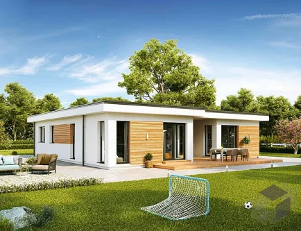  - Haus kaufen in Schwalbach - Neuer Preis Projektiert: Hochwertiger Bungalow als KfW50-Energieeffizienzhaus mit Einliegerwohnung in Schwalbach