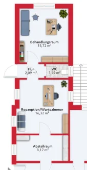 immoGrafik-Exposeplan-35262001701-K1-DINA3 - Büro/Praxis mieten in Dillingen/Saar - Dillingen: 3 frisch renovierte, helle Praxis-, Therapie- oder Büroräume, bis zu 4 Stellplätze