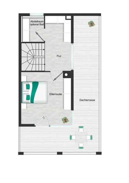 Grundriss 2.OG + Dachterrasse