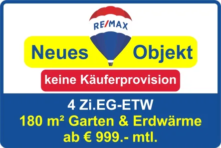 999 - Wohnung kaufen in Kleinheubach - Keine Käuferprovision! Kaufen Sie ab € 999,-mtl.*/  4 Zi-EG-ETW,*€ 44.000.-Sonderausstattung incl.!