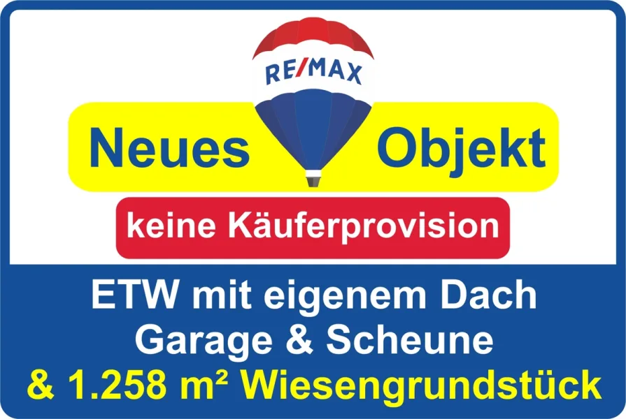 ETW mit ... - Wohnung kaufen in Eichenbühl - Keine Käuferprovision! Kaufen Sie ab € 499,- mtl.* / DHH als ETW ! Scheune & Wiesengrundstück !