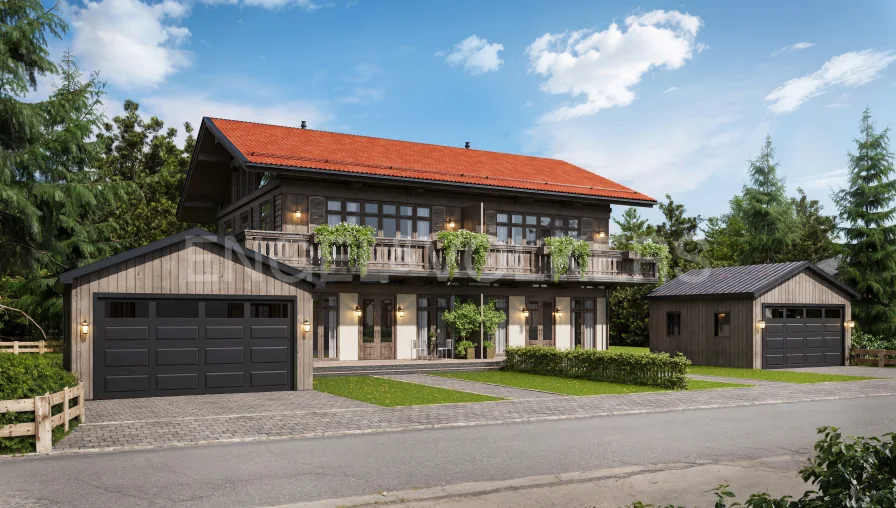 Visualisierungsvorschlag des genehmigten Baubescheids - Grundstück kaufen in Miesbach - 344 m² Baugrundstück mit genehmigten Vorbescheid - eigener Wald