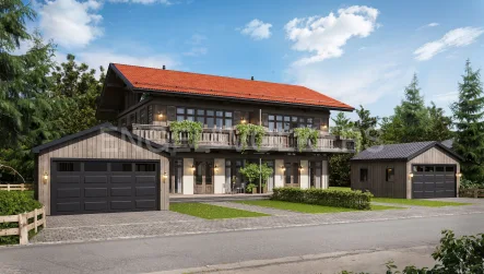 Visualisierungsvorschlag des genehmigten Baubescheids - Grundstück kaufen in Miesbach - 541 m² Baugrundstück mit genehmigten Vorbescheid - eigener Wald