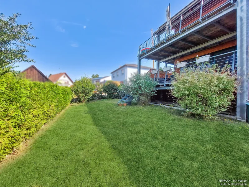 Garten - Wohnung mieten in Pleinfeld - Traumhafte Maisonette-Wohnung mit großer Terrasse und Garten am großen Brombachsee