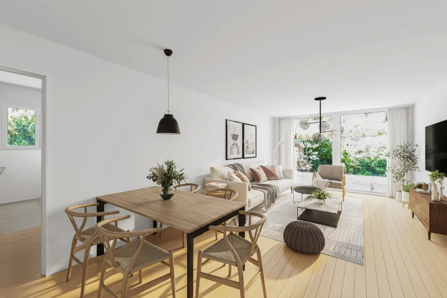 Wohnzimmer Beispiel / Visualisierung - Wohnung kaufen in Gröbenzell - Grundbuch statt Sparbuch