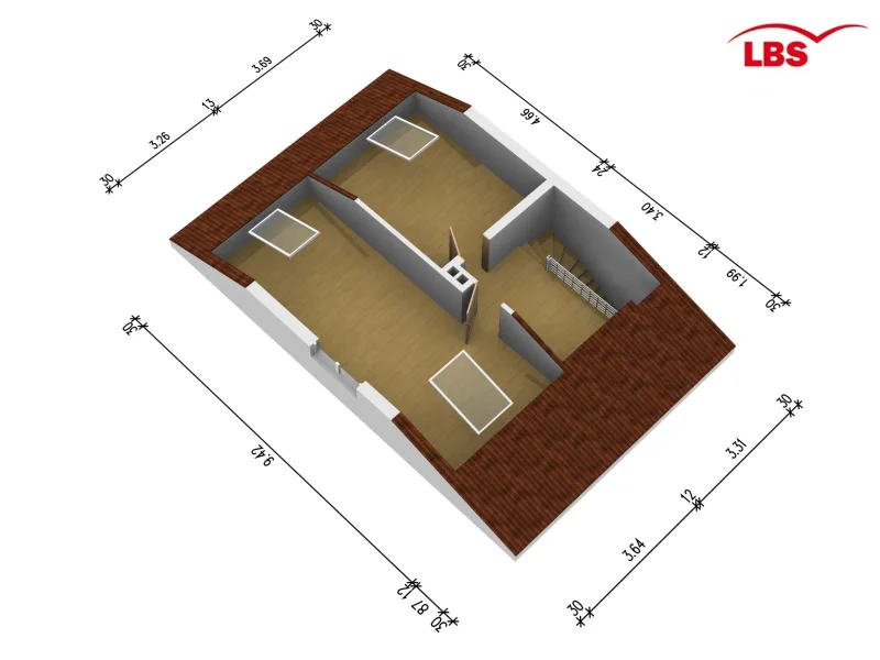 Grundriss Dachgeschoss 3D