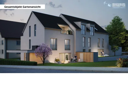 gesamtansicht gartenansicht - Haus kaufen in Regensburg - Exklusives Wohn-Ensemble in Dechbetten