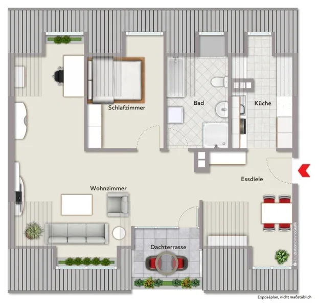 Grundriss mit Dachterrasse