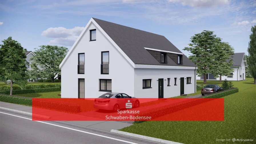 Eingangsseite - Haus kaufen in Augsburg - Baubeginn erfolgt - schlüsselfertige Doppelhaushälfte in der Hammerschmiede! 