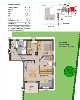 Grundriss Wohnung Nr. 1 - Wohnung kaufen in Egg - Wohnanlage in Egg a. d. Günz