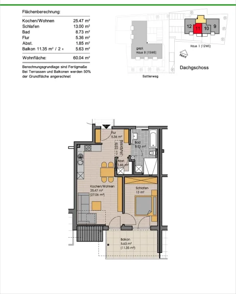 Grundriss Wohnung Nr. 11 - Wohnung kaufen in Egg - Wohnanlage in Egg a. d. Günz