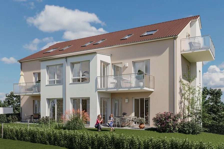 Außenansicht visualisiert - Wohnung kaufen in Regensburg - Moderne Neubauwohnungen in Regensburg-Leoprechtingmit KfW 55 Tilgungszuschuss € 26.250,-