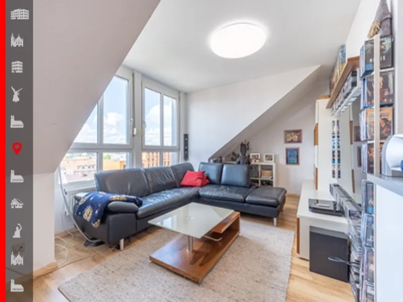 Wohnbereich - Wohnung kaufen in München - Attraktive 3-Zimmer-Dachgeschosswohnung mit fantastischem Weitblick als Kapitalanlage
