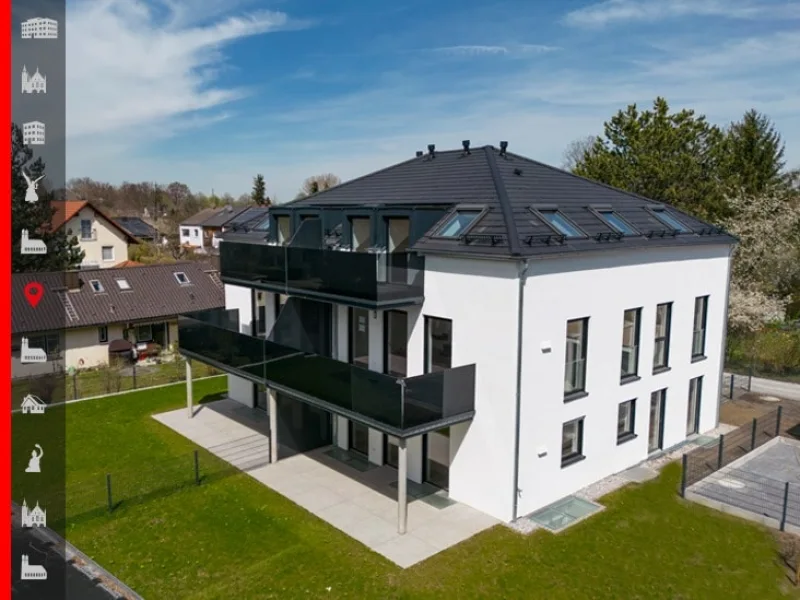 Hausansicht - Wohnung kaufen in Gröbenzell - Neubau Erstbezug! 3-Zimmer-Gartenwohnung mit Hobbyraum und hochwertiger Ausstattung 