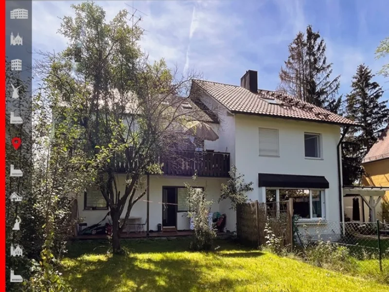 Hausansicht - Haus kaufen in München - Doppelhaushälfte mit 3 Wohneinheiten in absolut ruhiger Lage am Truderinger Wald