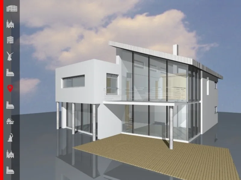 Hausansicht - Haus kaufen in Riemerling - Grundstück zur Errichtung eines innovativen Einfamlienhauses im Bauhausstil