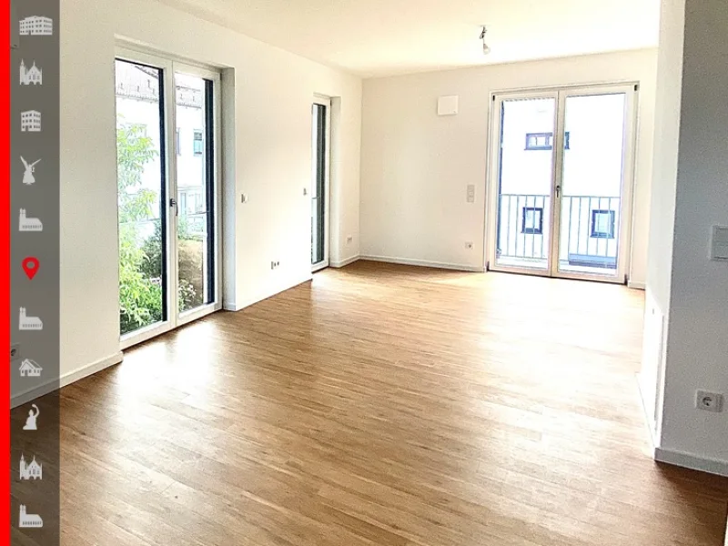Wohnbereich - Wohnung kaufen in Gröbenzell - Neubau! 2-Zimmer-Wohnung mit idyllischem Ausblick