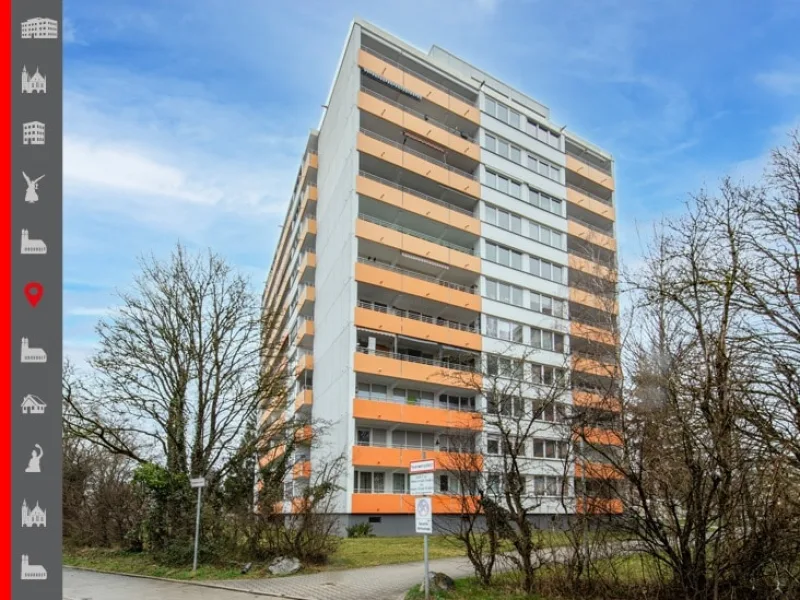 Hausansicht - Wohnung kaufen in Unterhaching - Familienfreundliche 4-Zimmer-Wohnung mit großer Süd-Loggia sowie West-Loggia und Panoramablick