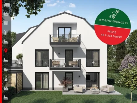 Hausansicht Visualisierung - Wohnung kaufen in München - Haus im Haus: 142m² Nutzfläche auf zwei Ebenen und Garten