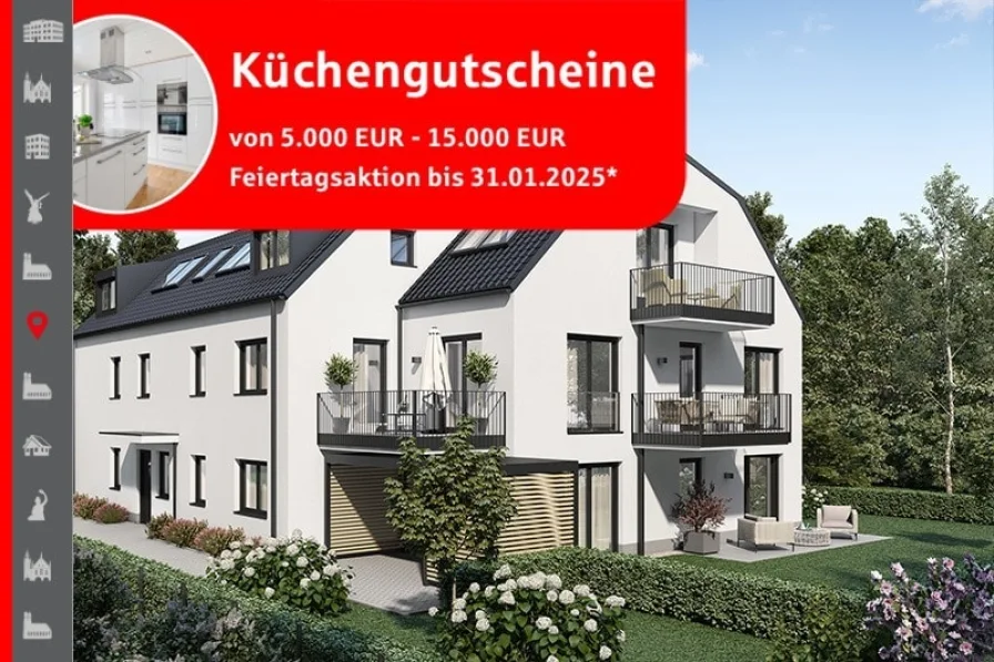 Hausansicht Visualisierung - Wohnung kaufen in München - Süd-West-Seite: Neubau 3-Zimmer-Wohnung mit 2 Balkonen