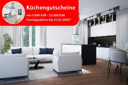 Wohnbereich Visualisierung - Wohnung kaufen in München - Sehr große 2-Zimmer-Wohnung im 1. OG mit 2 Balkonen