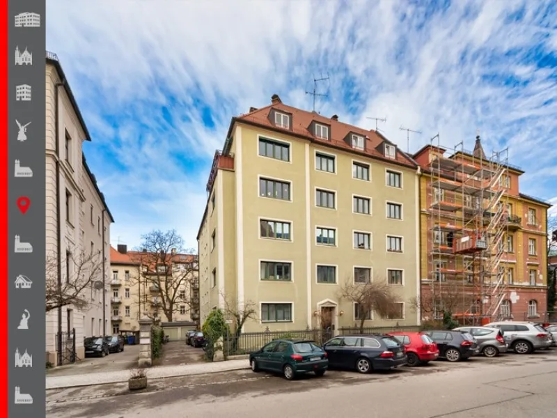 Hausansicht - Wohnung kaufen in München - Bestlage München - Schwabing! Renovierungsbedürftige 3,5-Zimmer-Erdgeschosswohnung