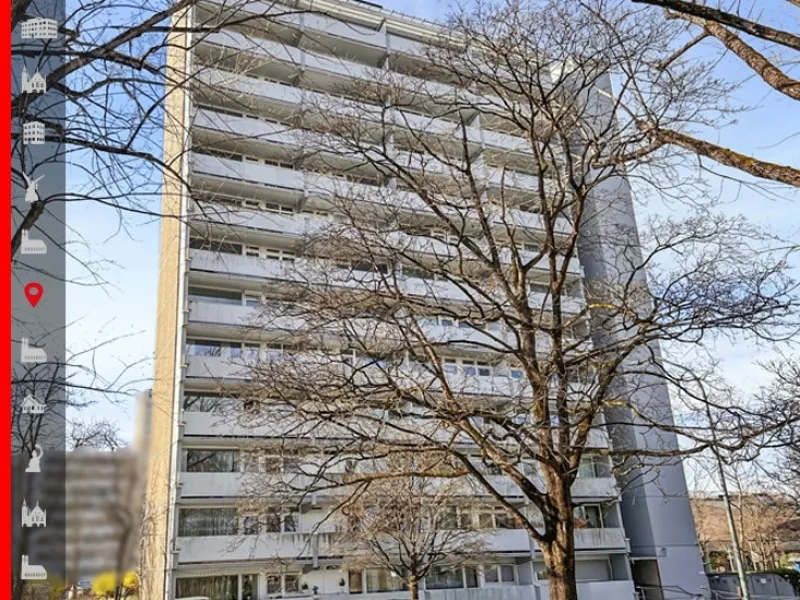 Außenansicht - Wohnung kaufen in München - 2-Zimmer-Wohnung in Solln mit spektakulärem Weitblick