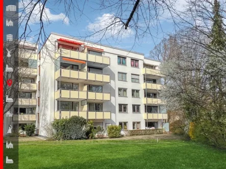 Hausansicht - Wohnung kaufen in München - Gepflegte und helle 3,5-Zimmer Wohnung in ruhiger Lage auf parkähnlichem Grundstück 
