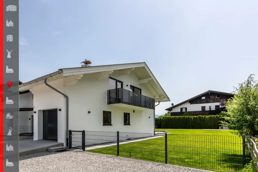 Hausansicht - Haus kaufen in Bernau - Luxuriöse Doppelhaushälfte mit Bergblick in Seenähe 