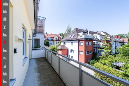 Balkon - Wohnung kaufen in München - U-Bahn Nähe: 2-Zi-ETW in Filetlage, mit zwei Balkonen, Garage und Nutzungsrecht ausgeb. Speicher  