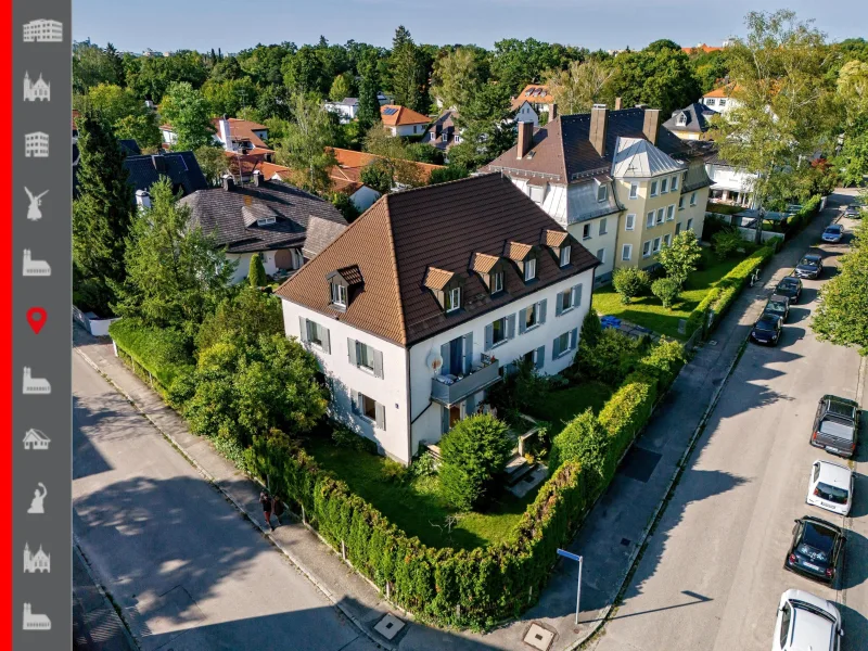 Hausansicht - Grundstück kaufen in München - Attraktives Grundstück in exklusiver Lage am Pasinger Stadtpark mit Bestandsgebäude