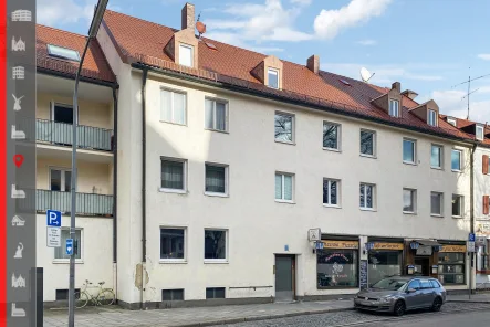 Hausansicht - Wohnung kaufen in München - U-Bahn- und Tierpark-Nähe | 3-Zimmer-Wohnung mit Loggia und Einzelgarage, aktuell vermietet  