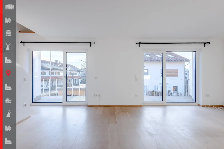 Wohnzimmer - Wohnung kaufen in Übersee - Sehr helle Maisonette-Wohnung mit Bergblick und großer Loggia