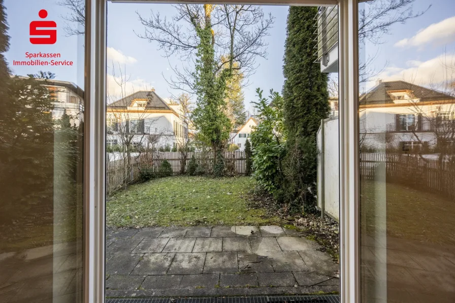 Blick auf den östlichen Garten - Wohnung kaufen in München - Freie Gartenwohnung in ruhiger Lage von Alt-Solln/Großhesselohe