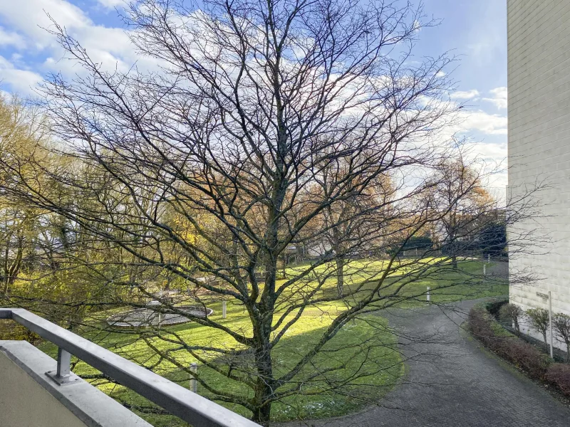 Blick vom Balkon ins Grüne