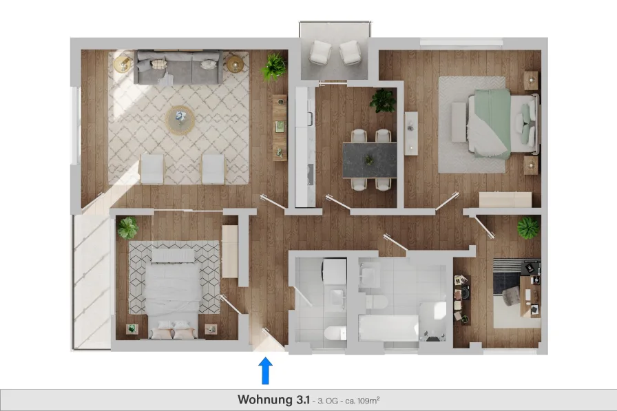 Grundriss Wohnung 3.1