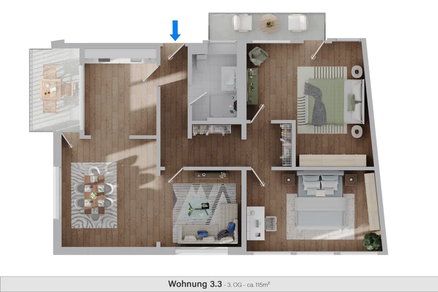 Grundriss Wohnung 3.3