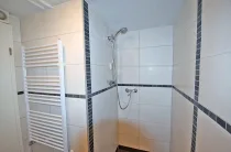 Badezimmer mit begehbarer Dusche im Apartment