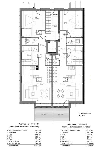 Grundriss Wohnung 5 links 1 Ebene