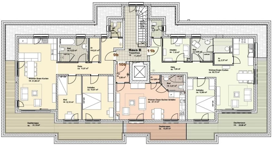 Haus B 2. Obergeschoss/Penthouse