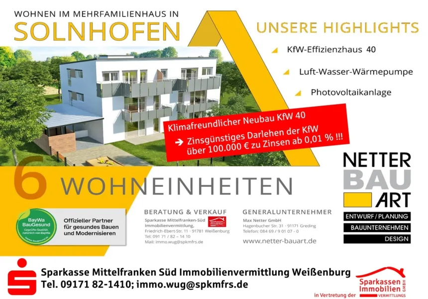 Deckblatt - Wohnung kaufen in Solnhofen - Neubauprojekt in Solnhofen - 6 attraktive Eigentumswohnungen !