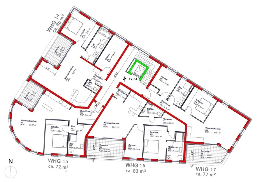 Wohn- und Geschäfthaus: Grundrissplan 2. Obergeschoss