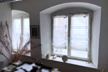 Rundbogenfenster im Büro Obergeschoss