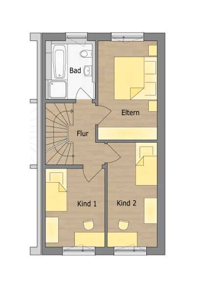 Obergeschoss Haus 2 u. 4