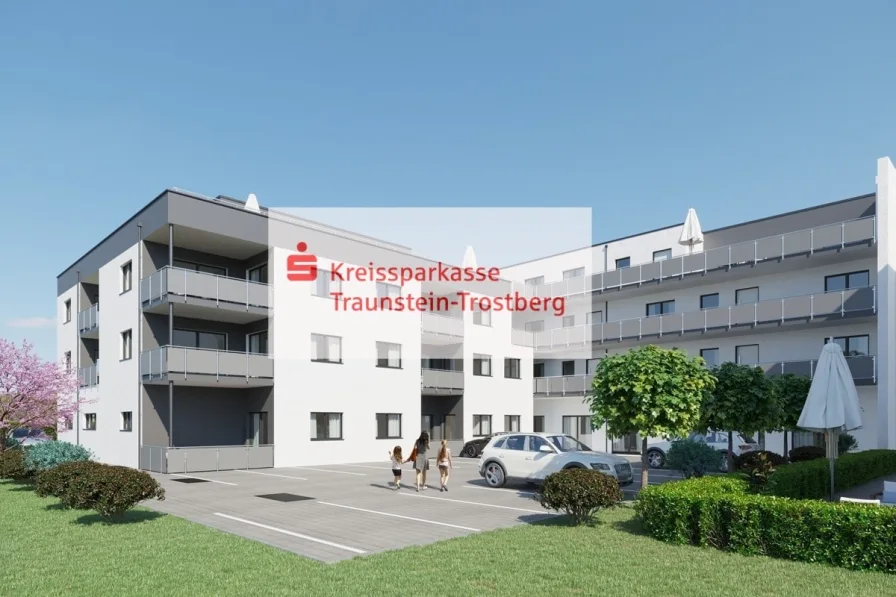 Süd-Ost-Ansicht - Wohnung kaufen in Traunreut - Neu - zentral - modern!