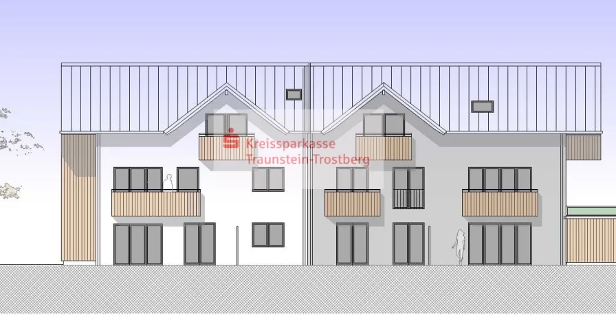 Südansicht - Wohnung kaufen in Waging a. See - Vorinformation Neubau-Wohnanlage in Top-Lage von Waging am See