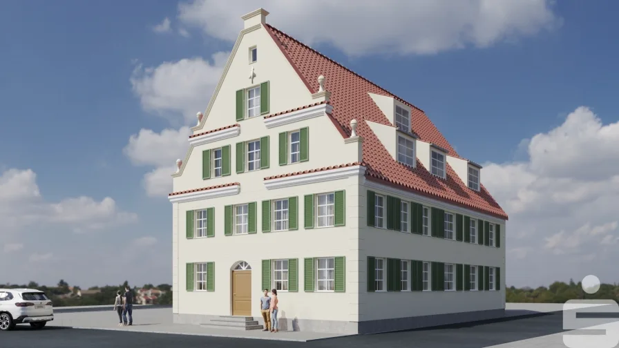 Hausansicht - Wohnung kaufen in Weißenhorn - Edle 2-Zimmer-Erdgeschoss-Wohnung in stilvollem Ambiente im historischen Herzen von Weißenhorn!